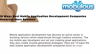 15 Ways Best Mobile Application Development Companies Generate More Revenue