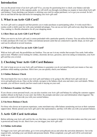 The Ultimate Guide to Activ Gift Card Balance: Everything You Required to Know