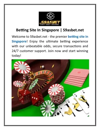 Betting Site In Singapore S9asbet.net