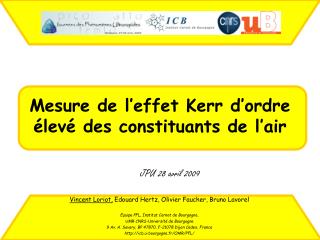 Mesure de l’effet Kerr d’ordre élevé des constituants de l’air