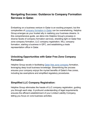 Unlocking Opportunities_ Helpline Group's Comprehensive Assistance for Company Formation Services in Qatar