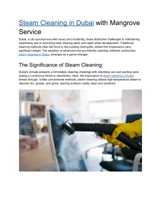 Steam Cleaning in Dubai with Mangrove Service