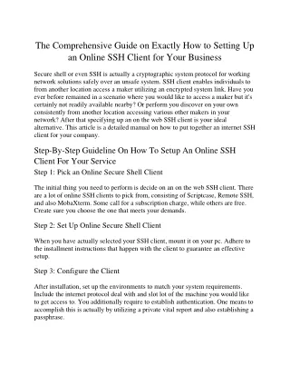 The Ultimate Guide on Just How to Set Up an Online SSH Client for Your Company