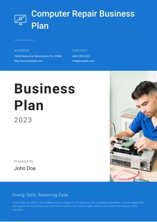 Computer Repair Business Plan Example