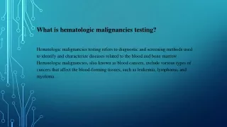 Hematologic Malignancies Testing Marketppt