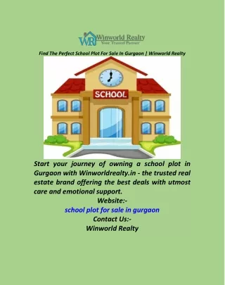 Find The Perfect School Plot For Sale In Gurgaon  Winworld Realty