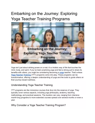 Embarking on the Journey_ Exploring Yoga Teacher Training Programs