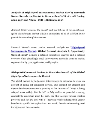 Global High-Speed Interconnects Market PR