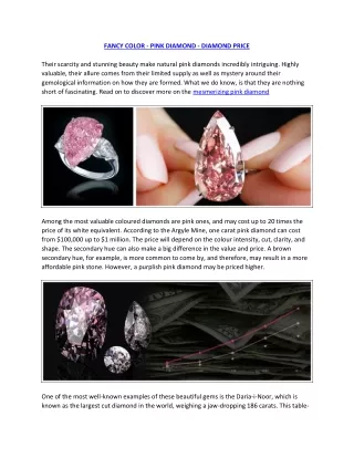 FANCY COLOR PINK DIAMOND  PRICE 8