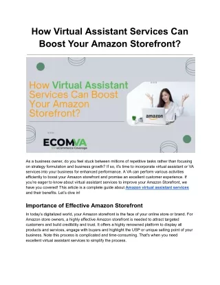 How Virtual Assistant Services Can Boost Your Amazon Storefront?