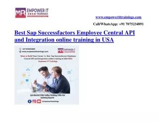 Best Sap Successfactors Employee Central API and Integration online training in USA