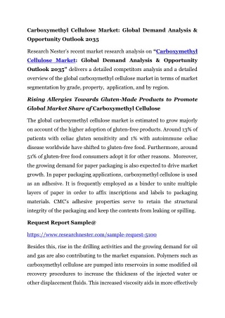Carboxymethyl Cellulose Market: Global Demand Analysis & Opportunity 2035