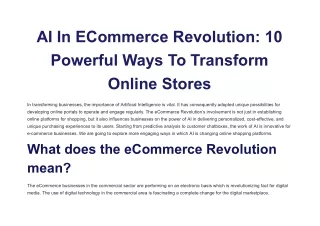 AI In ECommerce Revolution_ 10 Powerful Ways To Transform Online Stores