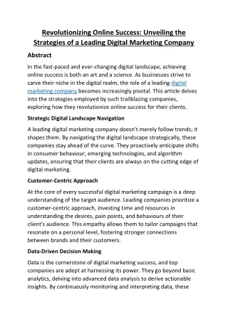 Revolutionizing Online Success: Unveiling the Strategies of a Leading Digital Ma