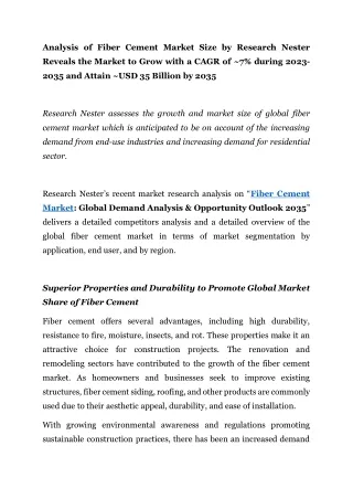 Fiber Cement Market