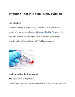 Vitamins Test In Noida | UniQ Pathlab
