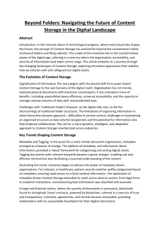 Beyond Folders: Navigating the Future of Content Storage in the Digital Landscap