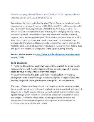 Mobile Mapping Market Growth with CAGR of 18.2% Implies to Reach Industry Size