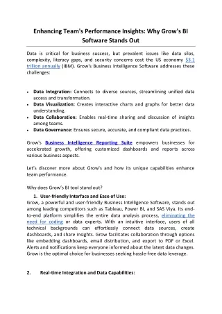 Enhancing Teams Performance Insights Why Grow's BI Software Stands Out
