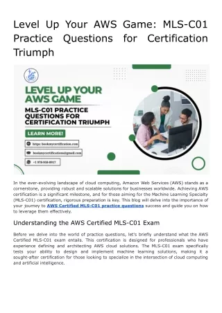 Level Up Your AWS Game_ MLS-C01 Practice Questions for Certification Triumph