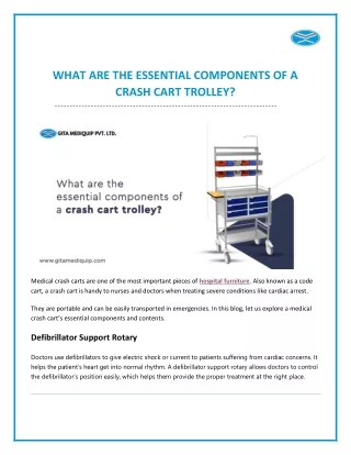 What Are The Essential Components of a Crash Cart Trolley