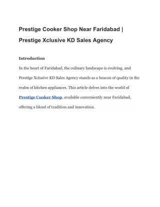 Prestige Cooker Shop Near Faridabad | Prestige Xclusive KD Sales Agency