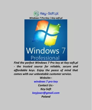 Windows 7 Pro Key  Key-soft.pl