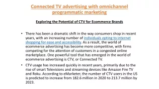 Connected TV advertising with omnichannel programmatic marketing