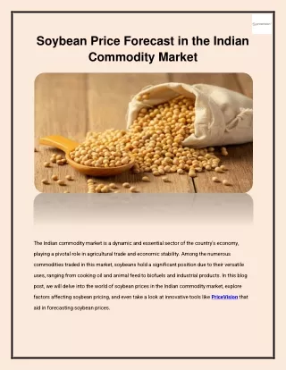 Soybean Price Forecast in the Indian Commodity Market