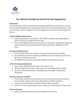 The Ultimate Checklist for Smooth FE Exam Registration