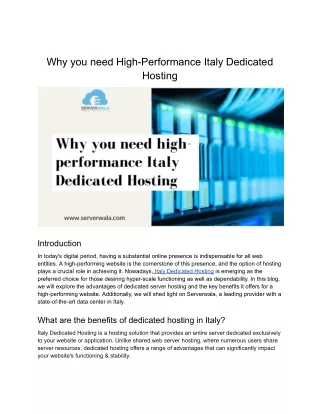 Why you need high-performance Italy Dedicated Hosting (1)