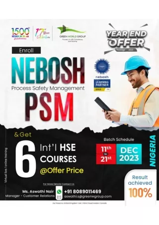 Soar to new heights with our NEBOSH PSM Course in Nigeria with Green World Group