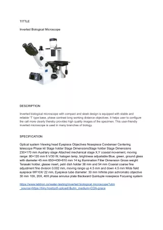 Inverted Biological Microscope