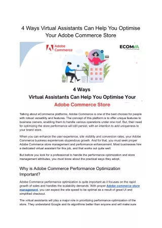 4 Ways Virtual Assistants Can Help You Optimise Your Adobe Commerce Store