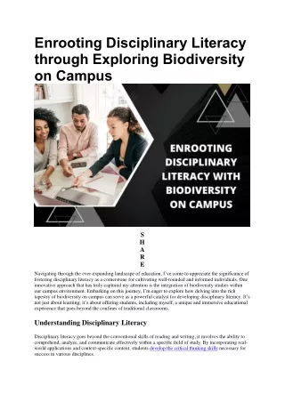 Disciplinary Literacy through Exploring Biodiversity on Campus