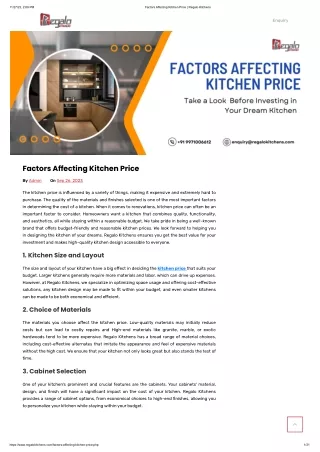 Factors Affecting Kitchen Price