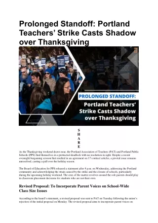 Portland Teachers’ Strike Casts Shadow over Thanksgiving | Future Education Maga