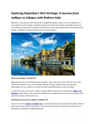 Exploring  rathore cabs