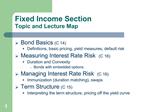Fixed Income Section Topic and Lecture Map