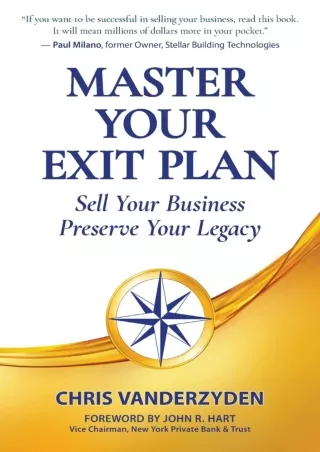 ⭐DOWNLOAD⭐ Book [PDF]  Master Your Exit Plan: Sell Your Business, Preserve Your