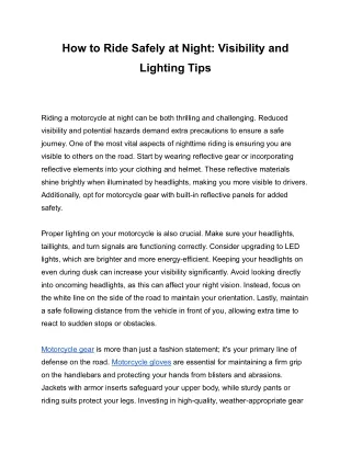 How to Ride Safely at Night_ Visibility and Lighting Tips