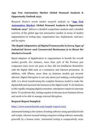 App Test Automation Market Global Demand Analysis & Opportunity Outlook 2031