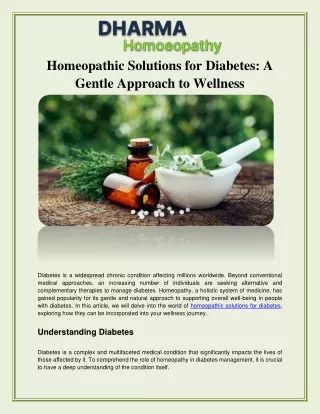 Homeopathic Solutions for Diabetes A Gentle Approach to Wellness