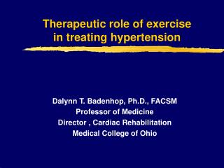 Therapeutic role of exercise in treating hypertension