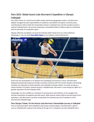 Paris 2024 Global Ascent Julia Murmann's Expedition in Olympic Volleyball