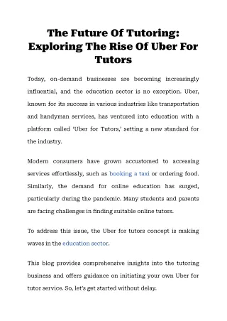 The Future Of Tutoring_ Exploring The Rise Of Uber For Tutors