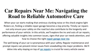 Car Repairs Near Me Navigating the Road to Reliable Automotive Care