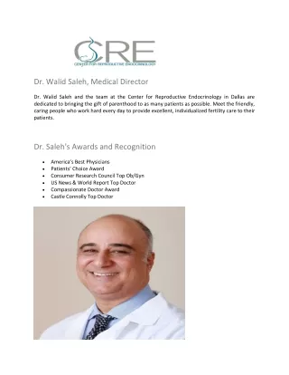 Dr. Walid Saleh, Dallas Fertility Doctor - Dallas Fertility Clinic - Center for Reproductive Endocrinology