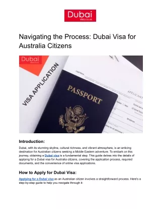 Navigating the Process: Dubai Visa for Australia Citizens