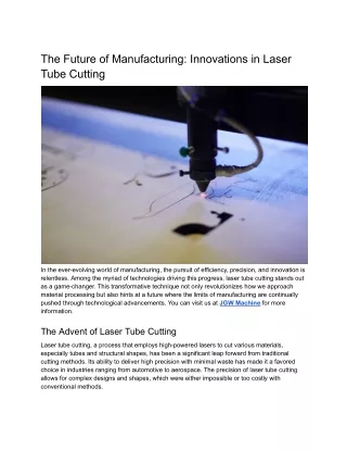 Innovations in Laser Tube Cutting - Future of Manufacturing